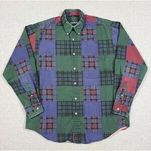 Vintage Nautica Shirt Men's M Colorblock Geometric Colorful 90's Made in USA
